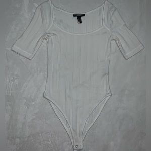 Forever 21 White Striped Bodysuit
